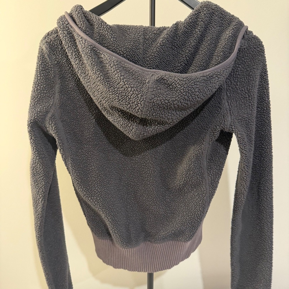 American Eagle Outfitters Womens Gray Sherpa Fleece Full Zip Hoodie Jacket XS - Picture 9 of 11